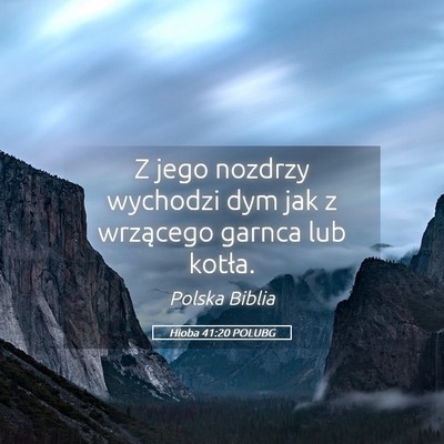 Picture 05 - Hioba 41:20 POLUBG - Z jego nozdrzy wychodzi dym jak z wrzącego - Bible Verse Picture