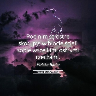 Picture 05 - Hioba 41:30 POLUBG - Pod nim są ostre skorupy; w błocie ścieli - Bible Verse Picture