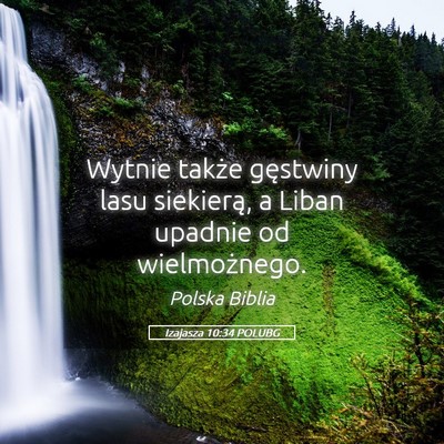 Picture 05 - Izajasza 10:34 POLUBG - Wytnie także gęstwiny lasu siekierą, a Liban - Bible Verse Picture