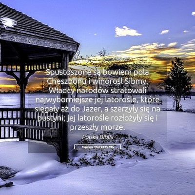 Picture 05 - Izajasza 16:8 POLUBG - Spustoszone są bowiem pola Cheszbonu i winorośl - Bible Verse Picture