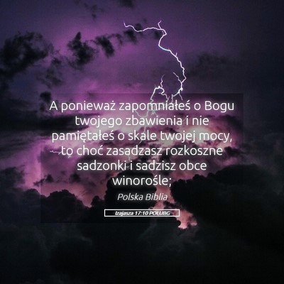 Picture 05 - Izajasza 17:10 POLUBG - A ponieważ zapomniałeś o Bogu twojego - Bible Verse Picture