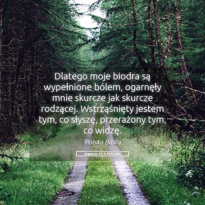 Picture 05 - Izajasza 21:3 POLUBG - Dlatego moje biodra są wypełnione bólem, - Bible Verse Picture