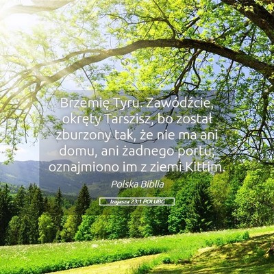 Picture 05 - Izajasza 23:1 POLUBG - Brzemię Tyru. Zawódźcie, okręty Tarszisz, bo - Bible Verse Picture