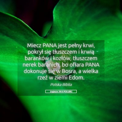 Picture 05 - Izajasza 34:6 POLUBG - Miecz PANA jest pełny krwi, pokrył się - Bible Verse Picture