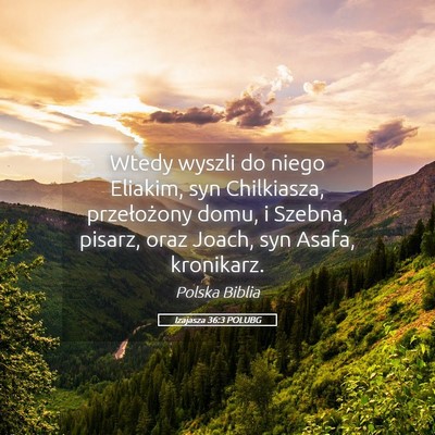 Picture 05 - Izajasza 36:3 POLUBG - Wtedy wyszli do niego Eliakim, syn Chilkiasza, - Bible Verse Picture