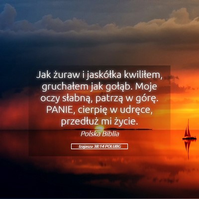 Picture 05 - Izajasza 38:14 POLUBG - Jak żuraw i jaskółka kwiliłem, gruchałem jak - Bible Verse Picture