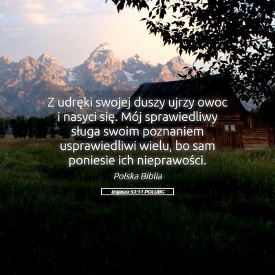 Picture 05 - Izajasza 53:11 POLUBG - Z udręki swojej duszy ujrzy owoc i nasyci się. - Bible Verse Picture