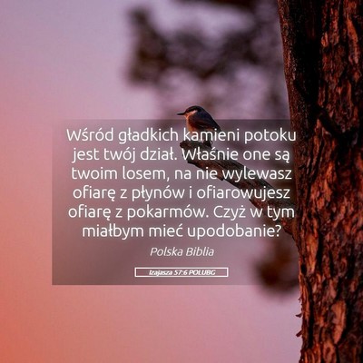 Picture 05 - Izajasza 57:6 POLUBG - Wśród gładkich kamieni potoku jest twój - Bible Verse Picture