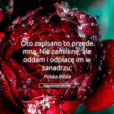 Picture 05 - Izajasza 65:6 POLUBG - Oto zapisano to przede mną. Nie zamilknę, ale - Bible Verse Picture