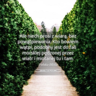 Picture 05 - Jakuba 1:6 POLUBG - Ale niech prosi z wiarą, bez powątpiewania. Kto - Bible Verse Picture