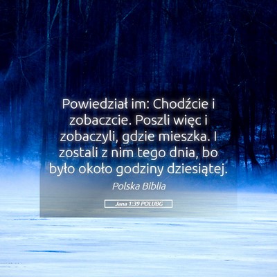 Picture 05 - Jana 1:39 POLUBG - Powiedział im: Chodźcie i zobaczcie. Poszli - Bible Verse Picture