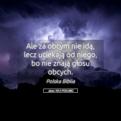 Picture 05 - Jana 10:5 POLUBG - Ale za obcym nie idą, lecz uciekają od niego, - Bible Verse Picture