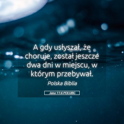 Picture 05 - Jana 11:6 POLUBG - A gdy usłyszał, że choruje, został jeszcze - Bible Verse Picture