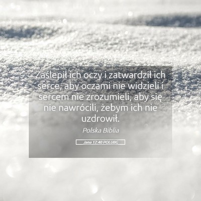 Picture 05 - Jana 12:40 POLUBG - Zaślepił ich oczy i zatwardził ich serce, aby - Bible Verse Picture
