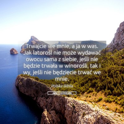 Picture 05 - Jana 15:4 POLUBG - Trwajcie we mnie, a ja w was. Jak latorośl nie - Bible Verse Picture