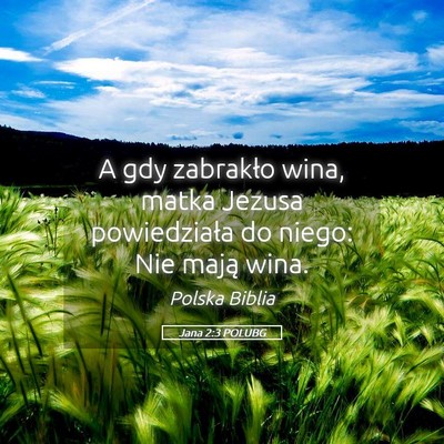 Picture 05 - Jana 2:3 POLUBG - A gdy zabrakło wina, matka Jezusa powiedziała - Bible Verse Picture