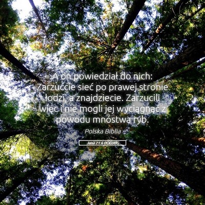 Picture 05 - Jana 21:6 POLUBG - A on powiedział do nich: Zarzućcie sieć po - Bible Verse Picture