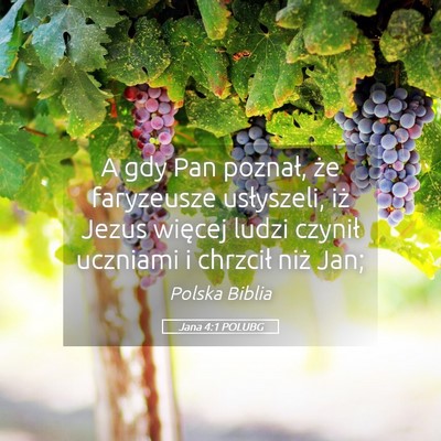 Picture 05 - Jana 4:1 POLUBG - A gdy Pan poznał, że faryzeusze usłyszeli, iż - Bible Verse Picture