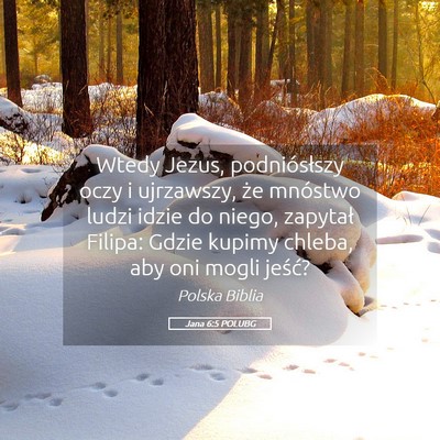 Picture 05 - Jana 6:5 POLUBG - Wtedy Jezus, podniósłszy oczy i ujrzawszy, że - Bible Verse Picture