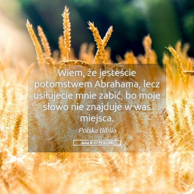 Picture 05 - Jana 8:37 POLUBG - Wiem, że jesteście potomstwem Abrahama, lecz - Bible Verse Picture