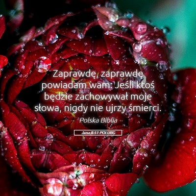 Picture 05 - Jana 8:51 POLUBG - Zaprawdę, zaprawdę powiadam wam: Jeśli ktoś - Bible Verse Picture