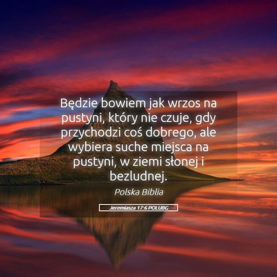 Picture 05 - Jeremiasza 17:6 POLUBG - Będzie bowiem jak wrzos na pustyni, który nie - Bible Verse Picture
