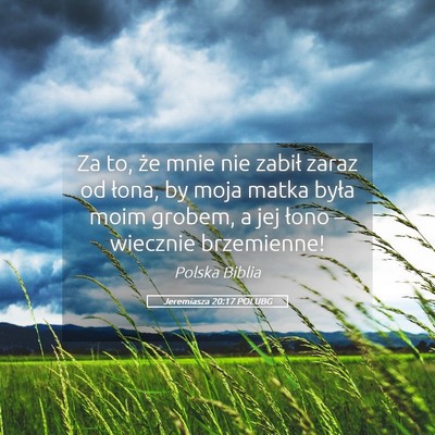 Picture 05 - Jeremiasza 20:17 POLUBG - Za to, że mnie nie zabił zaraz od łona, by - Bible Verse Picture