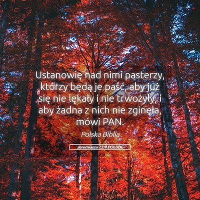 Picture 05 - Jeremiasza 23:4 POLUBG - Ustanowię nad nimi pasterzy, którzy będą je - Bible Verse Picture