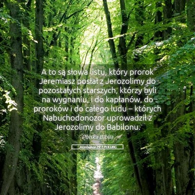 Picture 05 - Jeremiasza 29:1 POLUBG - A to są słowa listu, który prorok Jeremiasz - Bible Verse Picture