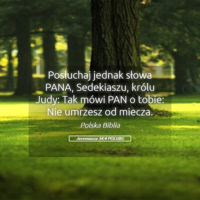 Picture 05 - Jeremiasza 34:4 POLUBG - Posłuchaj jednak słowa PANA, Sedekiaszu, królu - Bible Verse Picture
