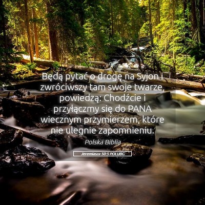 Picture 05 - Jeremiasza 50:5 POLUBG - Będą pytać o drogę na Syjon i zwróciwszy tam - Bible Verse Picture