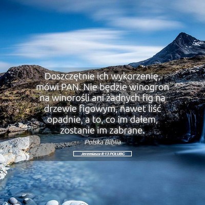 Picture 05 - Jeremiasza 8:13 POLUBG - Doszczętnie ich wykorzenię, mówi PAN. Nie - Bible Verse Picture