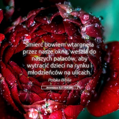 Picture 05 - Jeremiasza 9:21 POLUBG - Śmierć bowiem wtargnęła przez nasze okna, - Bible Verse Picture