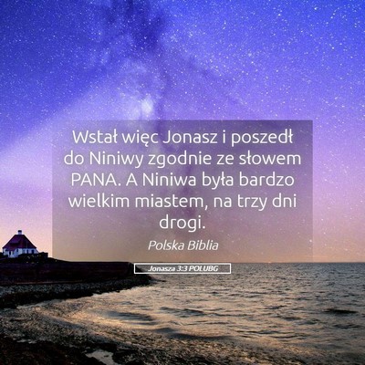 Picture 05 - Jonasza 3:3 POLUBG - Wstał więc Jonasz i poszedł do Niniwy zgodnie - Bible Verse Picture