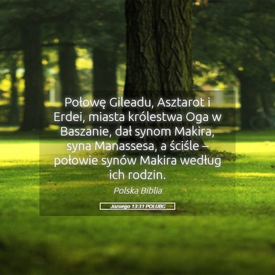 Picture 05 - Jozuego 13:31 POLUBG - Połowę Gileadu, Asztarot i Erdei, miasta - Bible Verse Picture