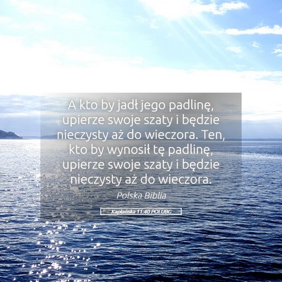 Picture 05 - Kapłańska 11:40 POLUBG - A kto by jadł jego padlinę, upierze swoje szaty - Bible Verse Picture