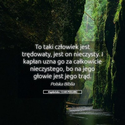 Picture 05 - Kapłańska 13:44 POLUBG - To taki człowiek jest trędowaty, jest on - Bible Verse Picture