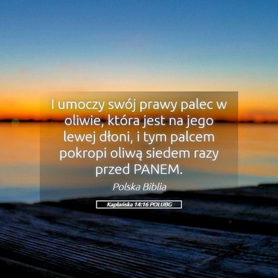 Picture 05 - Kapłańska 14:16 POLUBG - I umoczy swój prawy palec w oliwie, która jest - Bible Verse Picture