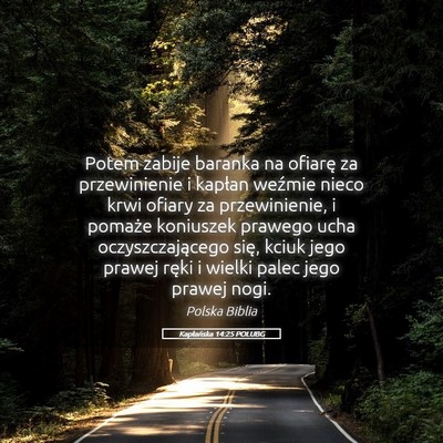 Picture 05 - Kapłańska 14:25 POLUBG - Potem zabije baranka na ofiarę za przewinienie i - Bible Verse Picture