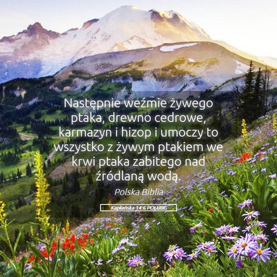 Picture 05 - Kapłańska 14:6 POLUBG - Następnie weźmie żywego ptaka, drewno cedrowe, - Bible Verse Picture