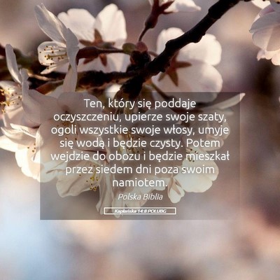 Picture 05 - Kapłańska 14:8 POLUBG - Ten, który się poddaje oczyszczeniu, upierze - Bible Verse Picture