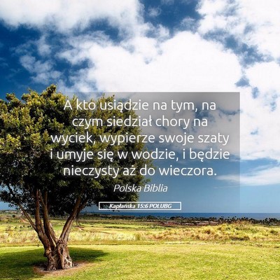 Picture 05 - Kapłańska 15:6 POLUBG - A kto usiądzie na tym, na czym siedział chory - Bible Verse Picture