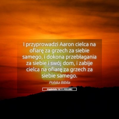 Picture 05 - Kapłańska 16:11 POLUBG - I przyprowadzi Aaron cielca na ofiarę za grzech - Bible Verse Picture