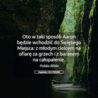 Picture 05 - Kapłańska 16:3 POLUBG - Oto w taki sposób Aaron będzie wchodzić do - Bible Verse Picture