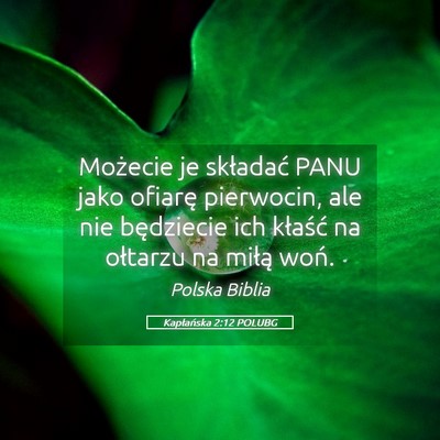 Picture 05 - Kapłańska 2:12 POLUBG - Możecie je składać PANU jako ofiarę - Bible Verse Picture