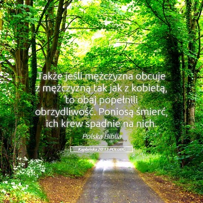 Picture 05 - Kapłańska 20:13 POLUBG - Także jeśli mężczyzna obcuje z mężczyzną - Bible Verse Picture