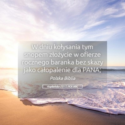 Picture 05 - Kapłańska 23:12 POLUBG - W dniu kołysania tym snopem złożycie w ofierze - Bible Verse Picture