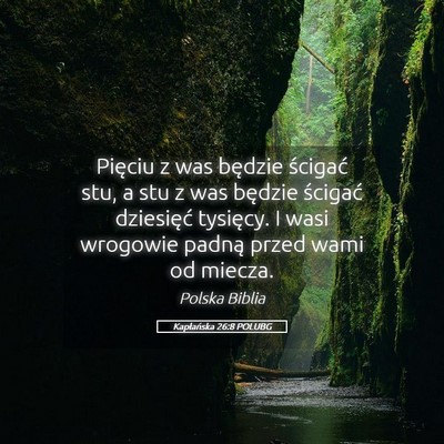 Picture 05 - Kapłańska 26:8 POLUBG - Pięciu z was będzie ścigać stu, a stu z was - Bible Verse Picture