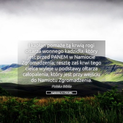 Picture 05 - Kapłańska 4:7 POLUBG - I kapłan pomaże tą krwią rogi ołtarza - Bible Verse Picture
