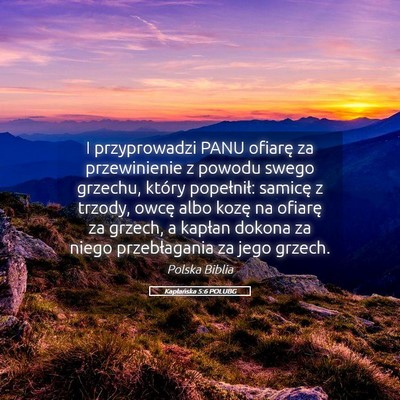 Picture 05 - Kapłańska 5:6 POLUBG - I przyprowadzi PANU ofiarę za przewinienie z - Bible Verse Picture